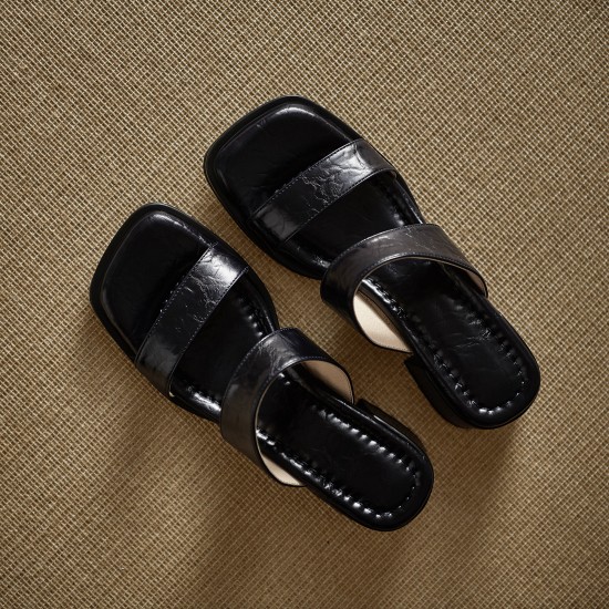 Women's Leather Summer Simple Mid Heeled Sandals Mule Women's Leather Summer Simple Mid Heeled Sandals Mule