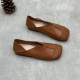 Women's Handmade Cowhide Flat Retro Square Toe Literary Casual Shoes Women's Handmade Cowhide Flat Retro Square Toe Literary Casual Shoes