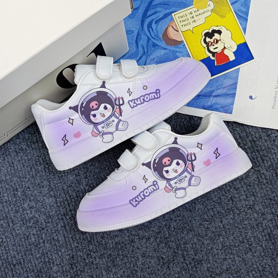 Girls Kawaii Cartoon Kuromi Student Sneakers Kids Size with Velcro Fastener Girls Kawaii Cartoon Kuromi Student Sneakers Kids Size with Velcro Fastener