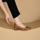 Women's Goat Leather Dress Shoes Ballerina Low Block Heels Women's Goat Leather Dress Shoes Ballerina Low Block Heels