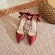 Women's Bowknot Heels French Hollow Pointed Toe Wedding Pumps Women's Bowknot Heels French Hollow Pointed Toe Wedding Pumps