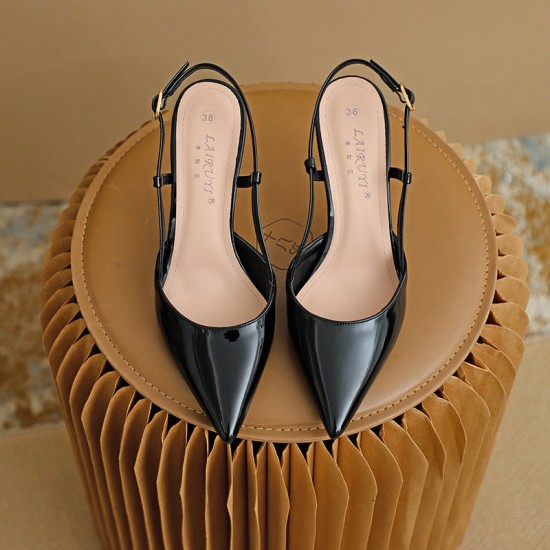 Pointed Toe High Heeled Sandals Patent Leather Women's Shoes Pointed Toe High Heeled Sandals Patent Leather Women's Shoes