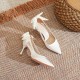 Women's Bowknot Heels French Hollow Pointed Toe Wedding Pumps Women's Bowknot Heels French Hollow Pointed Toe Wedding Pumps
