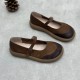 Women's Handmade Leather Patchwork Flat Mary Jane Shoes Women's Handmade Leather Patchwork Flat Mary Jane Shoes