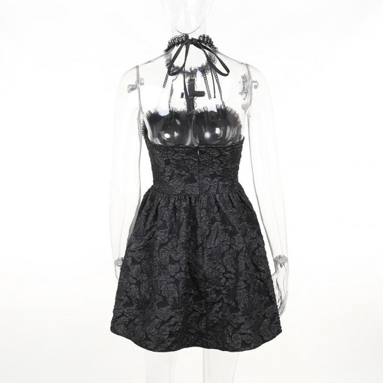 Gothic Personality Cross Halter Neck Diablo Tunic Dress Gothic Personality Cross Halter Neck Diablo Tunic Dress