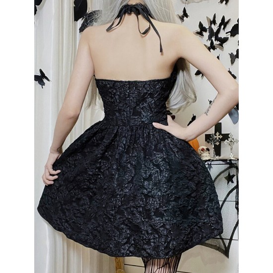 Gothic Personality Cross Halter Neck Diablo Tunic Dress Gothic Personality Cross Halter Neck Diablo Tunic Dress