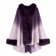 Faux Fur Tie Dye Knitted Poncho Fuzzy Panel Shawl Faux Fur Tie Dye Knitted Poncho Fuzzy Panel Shawl