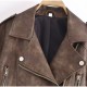 Women's Leather Jacket Bomber Belt Vintage Turn Down Collar Zipper Short Coat Women's Leather Jacket Bomber Belt Vintage Turn Down Collar Zipper Short Coat