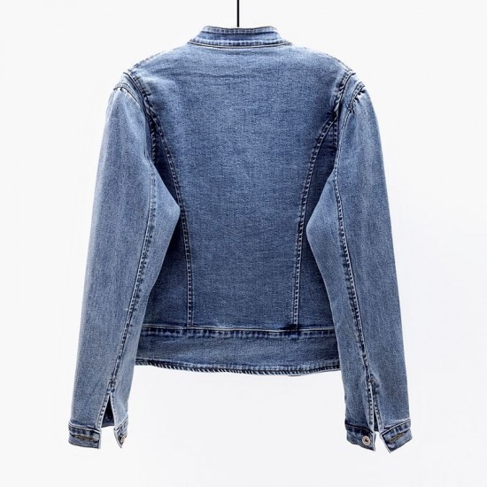 Vintage Autumn Embroidery Women Denim Jackets Washed Blue Jean Coat Vintage Autumn Embroidery Women Denim Jackets Washed Blue Jean Coat