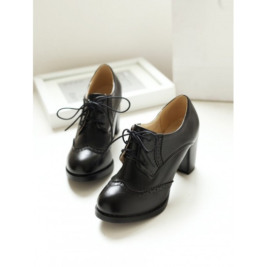 Oxford Shoes for Women Lace-up Chunky Dress Pump Shoes Oxford Shoes for Women Lace-up Chunky Dress Pump Shoes