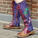 Womens Purple & Burgundy Patchwork Lace-Up Leather Cowboy Boot Womens Purple & Burgundy Patchwork Lace-Up Leather Cowboy Boot