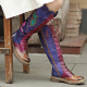 Womens Purple & Burgundy Patchwork Lace-Up Leather Cowboy Boot Womens Purple & Burgundy Patchwork Lace-Up Leather Cowboy Boot