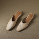Women's Handmade Leather V-cut Flat Comfort Mule Shoes Women's Handmade Leather V-cut Flat Comfort Mule Shoes