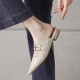 Womens Pointed Toe Stylish Double Buckle Sheepskin Low Heel Mule Shoes Womens Pointed Toe Stylish Double Buckle Sheepskin Low Heel Mule Shoes
