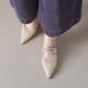 Womens Pointed Toe Stylish Double Buckle Sheepskin Low Heel Mule Shoes Womens Pointed Toe Stylish Double Buckle Sheepskin Low Heel Mule Shoes