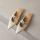 Womens Pointed Toe Stylish Double Buckle Sheepskin Low Heel Mule Shoes Womens Pointed Toe Stylish Double Buckle Sheepskin Low Heel Mule Shoes