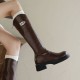 Womens Platform Plain Buckled Tall Boots Womens Platform Plain Buckled Tall Boots