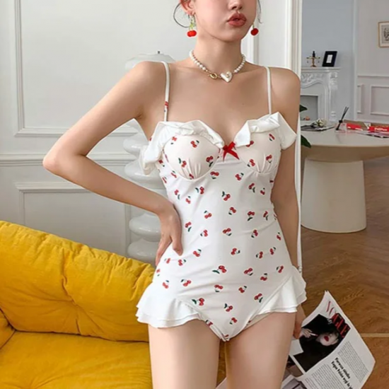 Kawaii Cute One-Piece Cherry Print Swimwear Kawaii Cute One-Piece Cherry Print Swimwear
