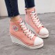 Womens Wedge Chunky Heel Casual Zipper Lace-up Canvas Shoes Womens Wedge Chunky Heel Casual Zipper Lace-up Canvas Shoes