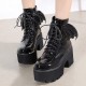 Black Gothic Punk Wing Platform Boots Black Gothic Punk Wing Platform Boots