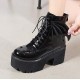 Black Gothic Punk Wing Platform Boots Black Gothic Punk Wing Platform Boots