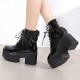 Black Gothic Punk Wing Platform Boots Black Gothic Punk Wing Platform Boots