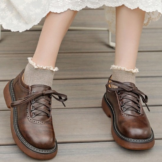 Japanese Round Toe Oxford & Lace-Up Shoes Women Japanese Round Toe Oxford & Lace-Up Shoes Women