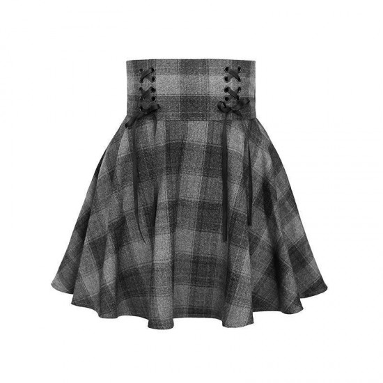 High Waist Plaid Lace Up Skirt High Waist Plaid Lace Up Skirt