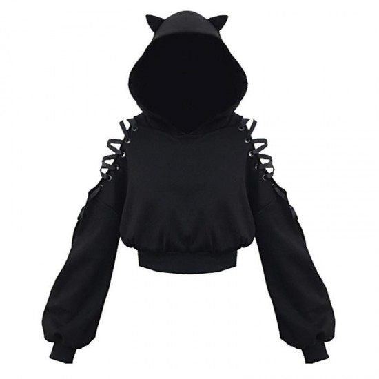 Cat Ears Lace Up Hoodie Skirt Cat Ears Lace Up Hoodie Skirt