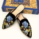 Women Flower Embroidery Mule Flats Shoes Women Flower Embroidery Mule Flats Shoes
