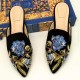Women Flower Embroidery Mule Flats Shoes Women Flower Embroidery Mule Flats Shoes