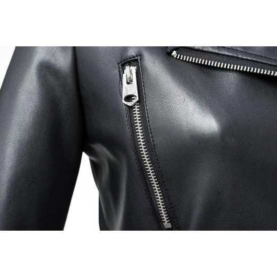 Women's Faux Leather Textured Short Moto Jacket Zip-up PU Biker Coat Women's Faux Leather Textured Short Moto Jacket Zip-up PU Biker Coat