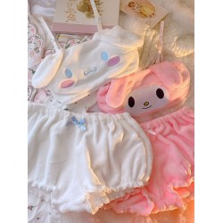 Kawaii Doggy Ear Plush Girl Pajamas Set