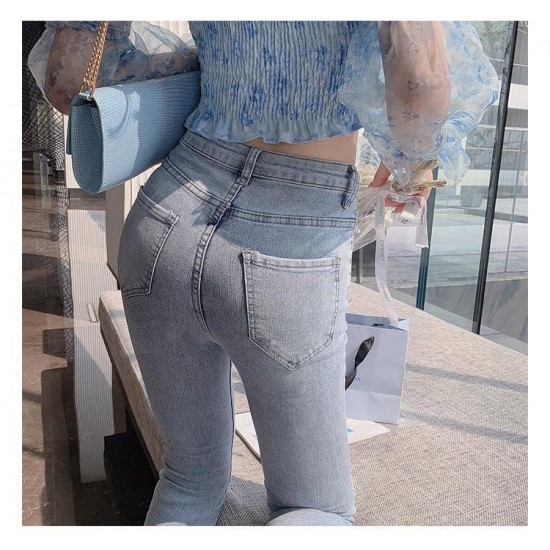 Pearl Decorated Slit Denim Pants Bottoms Pearl Decorated Slit Denim Pants Bottoms