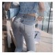 Pearl Decorated Slit Denim Pants Bottoms Pearl Decorated Slit Denim Pants Bottoms