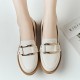 Retro British Style Loafers Women's Gold Buckle Single Shoe Retro British Style Loafers Women's Gold Buckle Single Shoe
