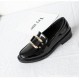 Retro British Style Loafers Women's Gold Buckle Single Shoe Retro British Style Loafers Women's Gold Buckle Single Shoe