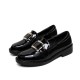 Retro British Style Loafers Women's Gold Buckle Single Shoe Retro British Style Loafers Women's Gold Buckle Single Shoe