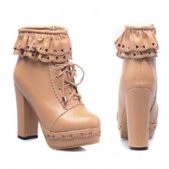 Sweet Elegant Thick Platform Heels Short Boots Sweet Elegant Thick Platform Heels Short Boots