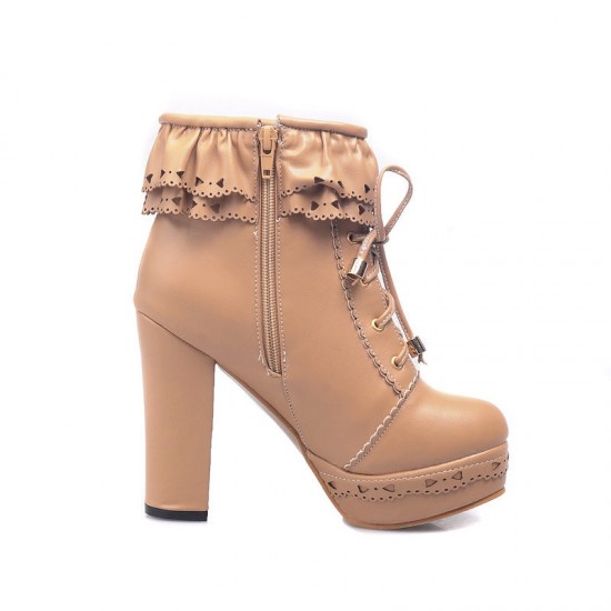 Sweet Elegant Thick Platform Heels Short Boots Sweet Elegant Thick Platform Heels Short Boots