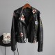 Women Floral Print Embroidery Faux Soft Leather Jacket Women Floral Print Embroidery Faux Soft Leather Jacket