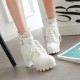 White Black Lace Up Ankle Boots White Black Lace Up Ankle Boots