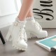 White Black Lace Up Ankle Boots White Black Lace Up Ankle Boots