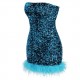 Women Sequin Bandeau Ostrich-Trim Prom Mini Dress Women Sequin Bandeau Ostrich-Trim Prom Mini Dress