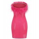 Women Sequin Bandeau Feather Prom Mini Dress Women Sequin Bandeau Feather Prom Mini Dress