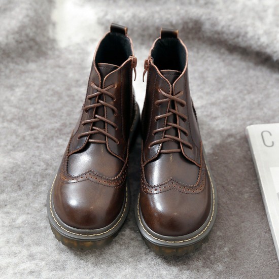 Womens Vintage Preppy style Round Toe Brogue Oxford Booties Womens Vintage Preppy style Round Toe Brogue Oxford Booties