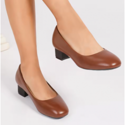 Women's Casual & Formal Low Square-Toe High Heels - Leather, Non-Slip, Secure Closure, New Summer Collection, Fashion Trend