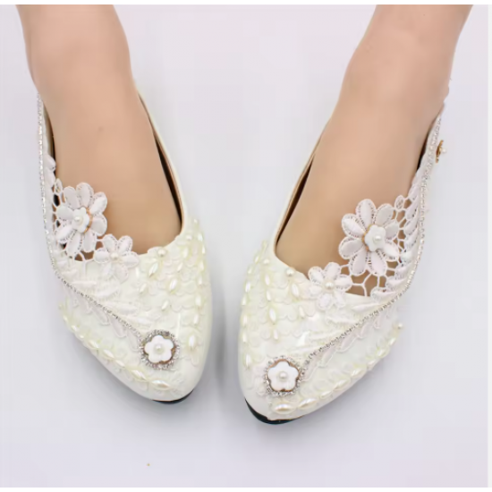 Fashionable & Elegant Plus-Size Women's Wedding Shoes - New Style High-Heel Bridal Shoes in White
