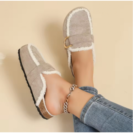 Women's Plush Slippers for Autumn & Winter - Fashionable, Warm Flat Slippers