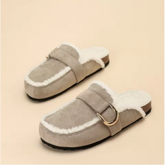 Women's Plush Slippers for Autumn & Winter - Fashionable, Warm Flat Slippers